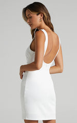 Square Neck Bodycon Dress in White