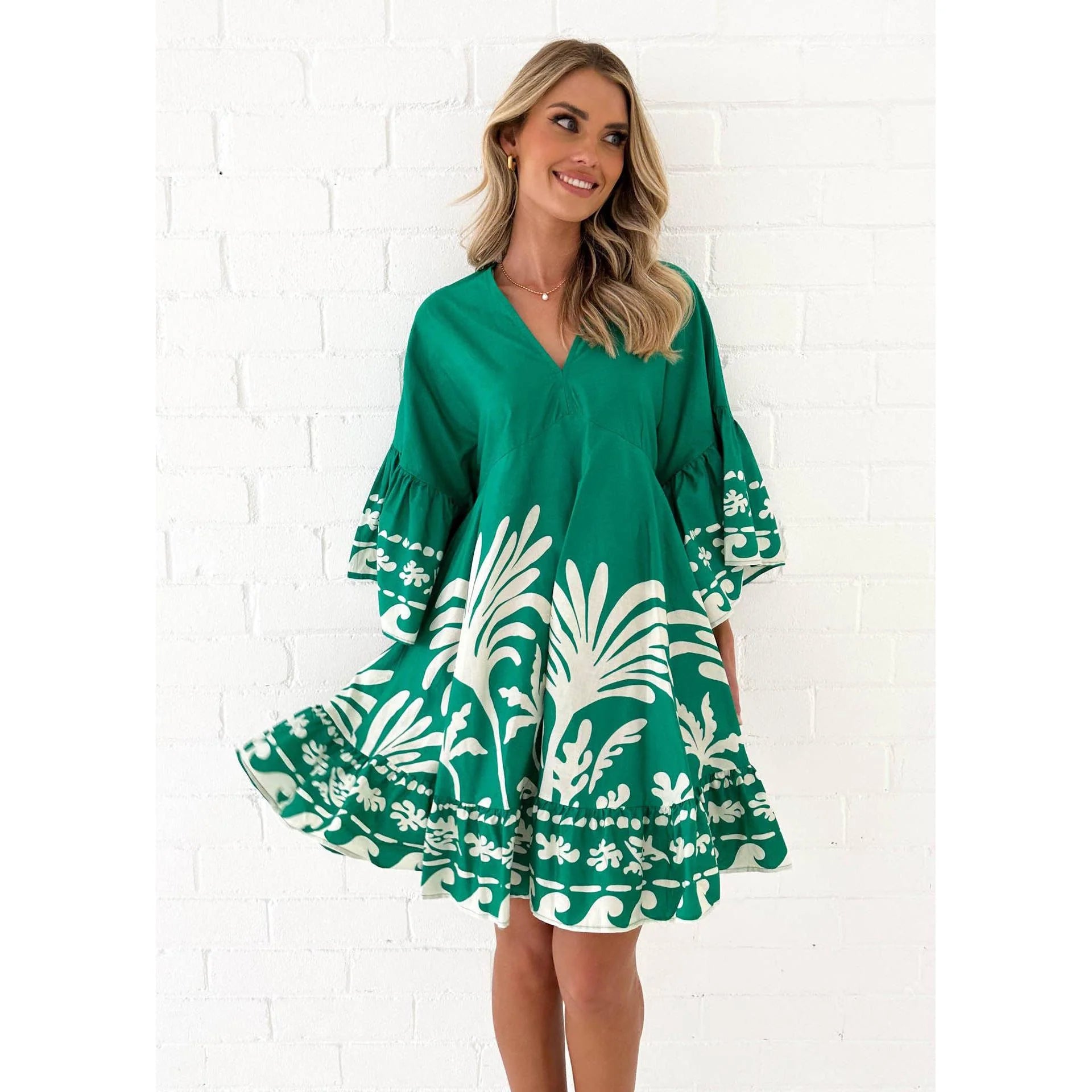 Tropical V-neck dress