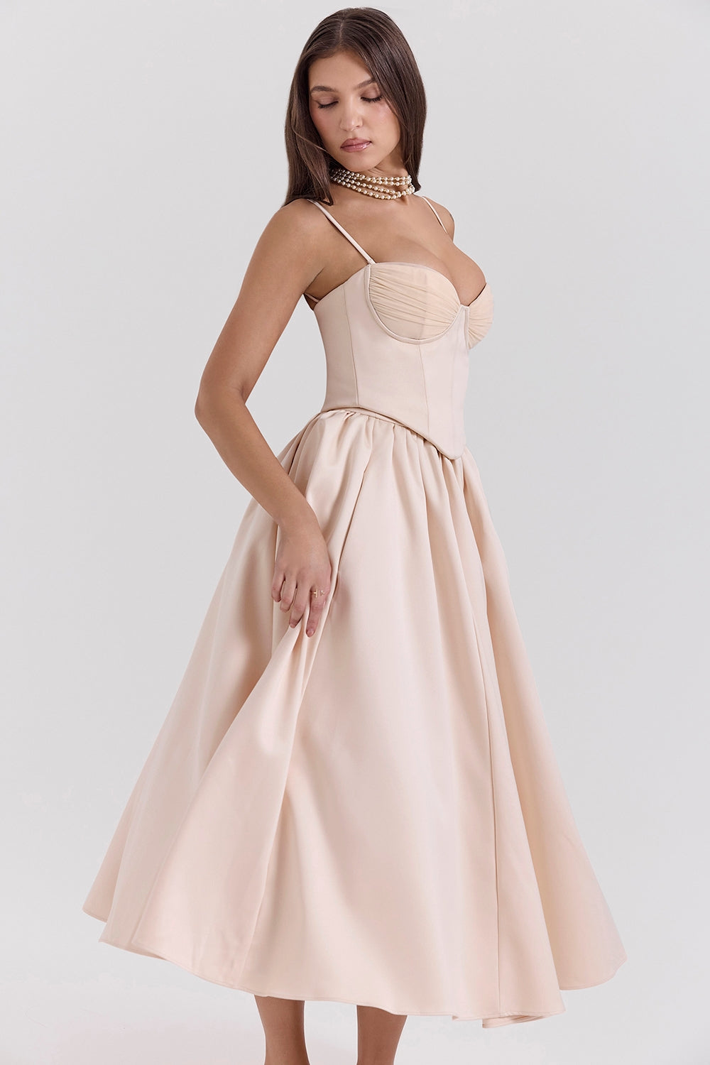 Perfect-Peach Satin Corset and Skirt - SALE
