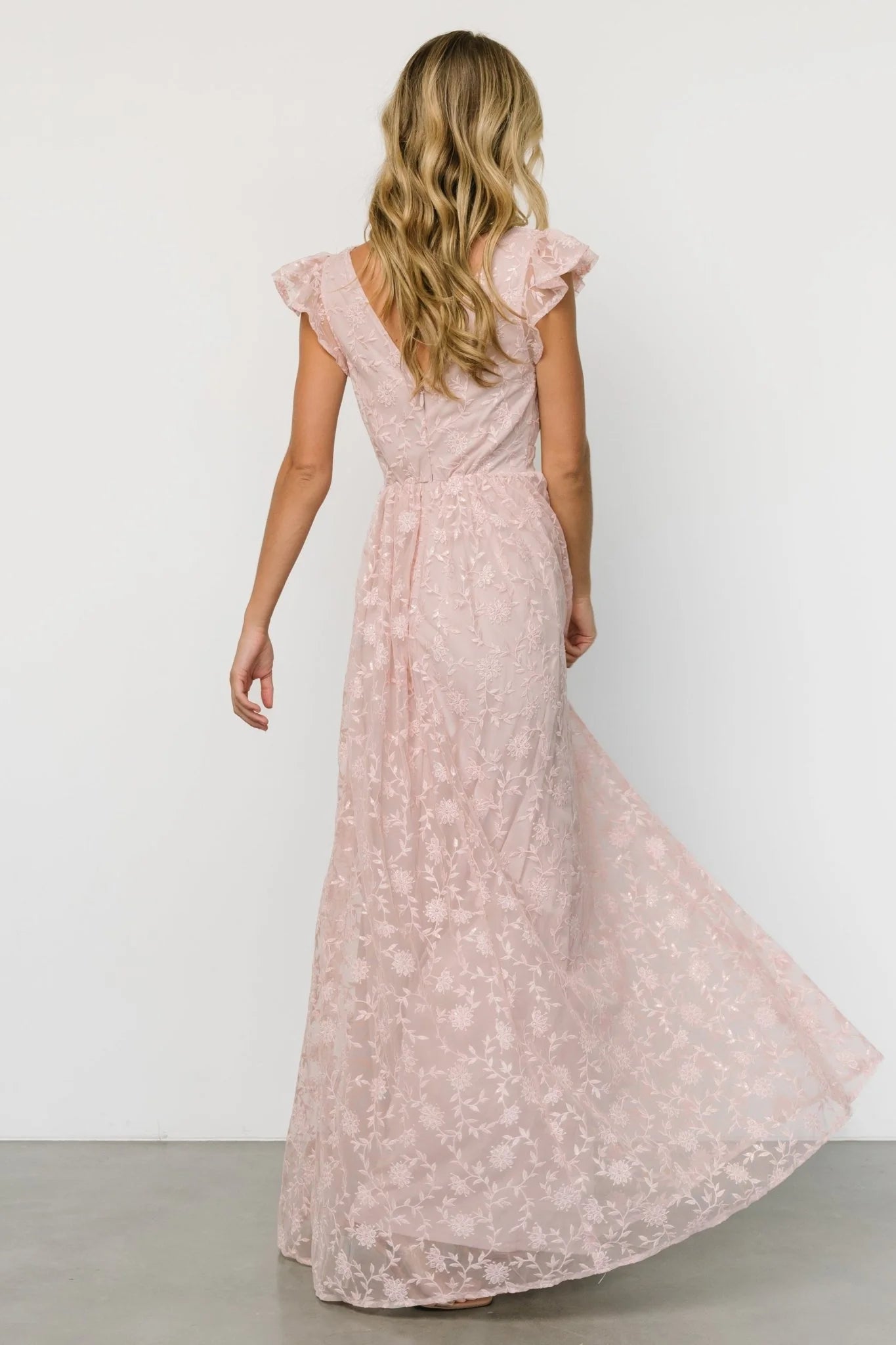 Alexa Embroidered Sequin Maxi Dress | Blush Rose