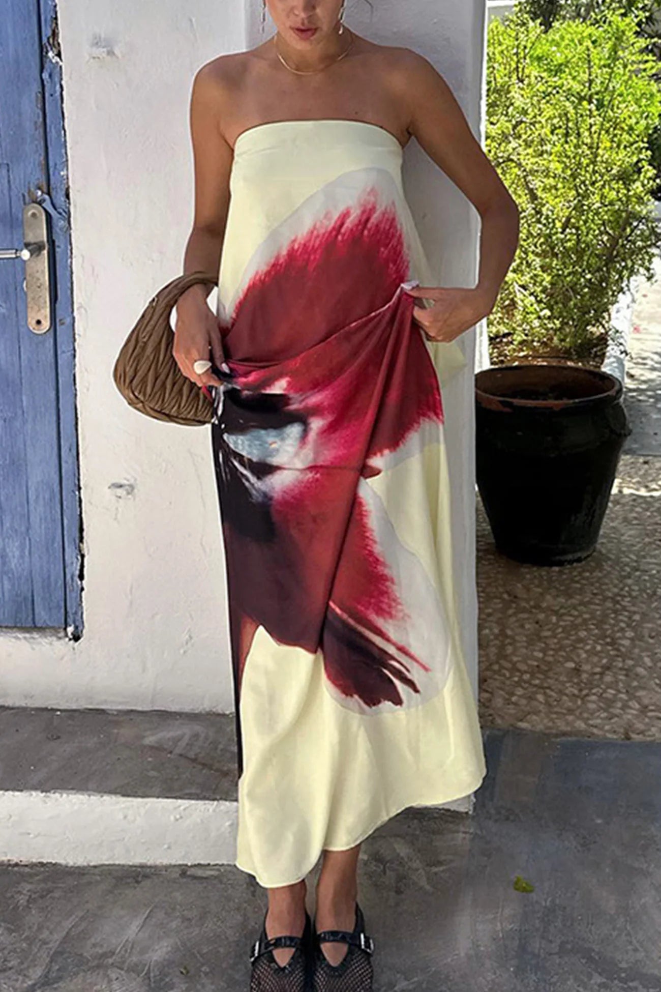 Floral Print Backless Maxi Dress