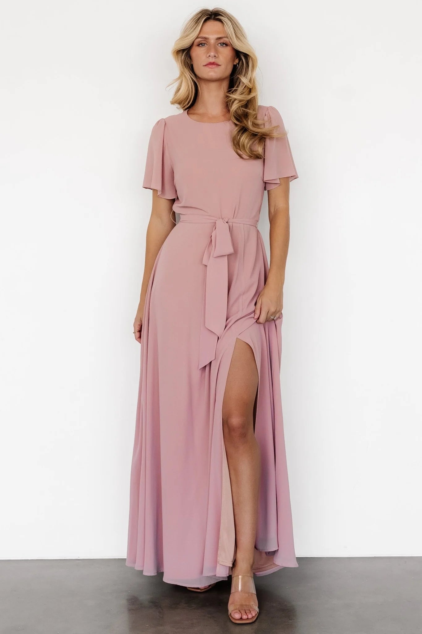 Naomi Short Sleeve Maxi Dress | Blush Pink