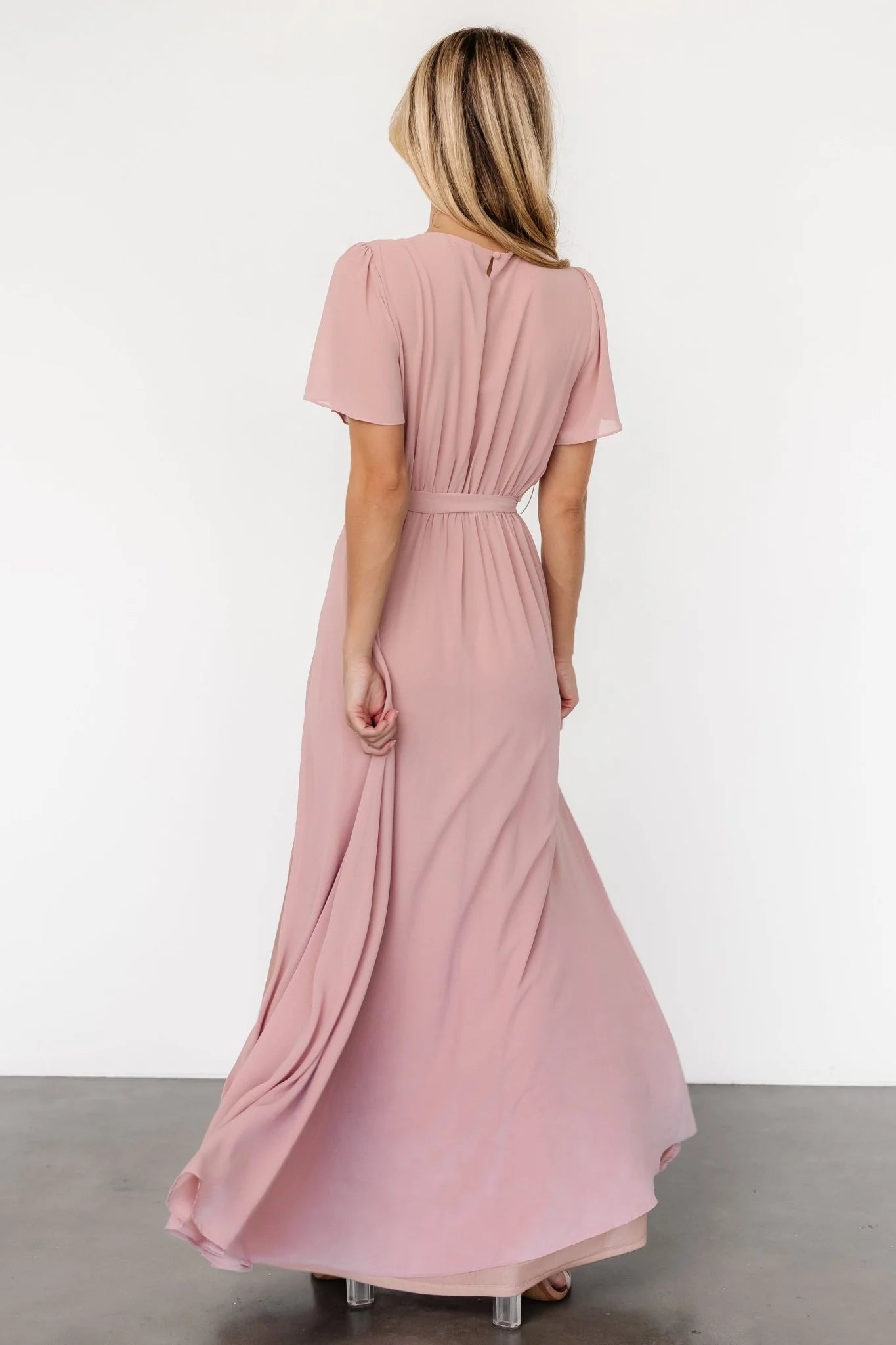 Naomi Short Sleeve Maxi Dress | Blush Pink