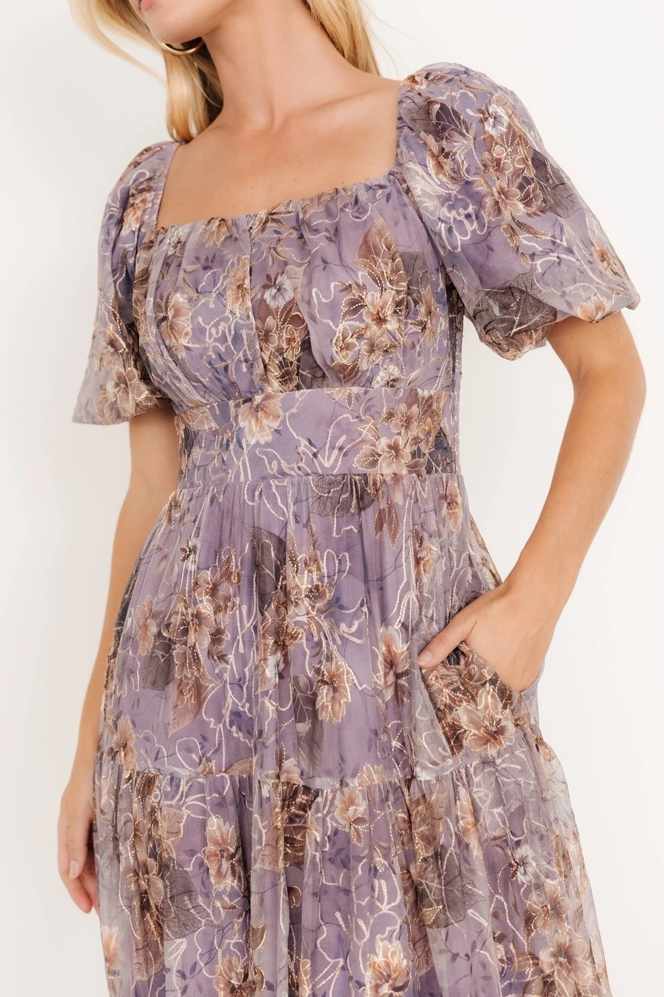 Annabeth Midi Dress | Lavender Floral