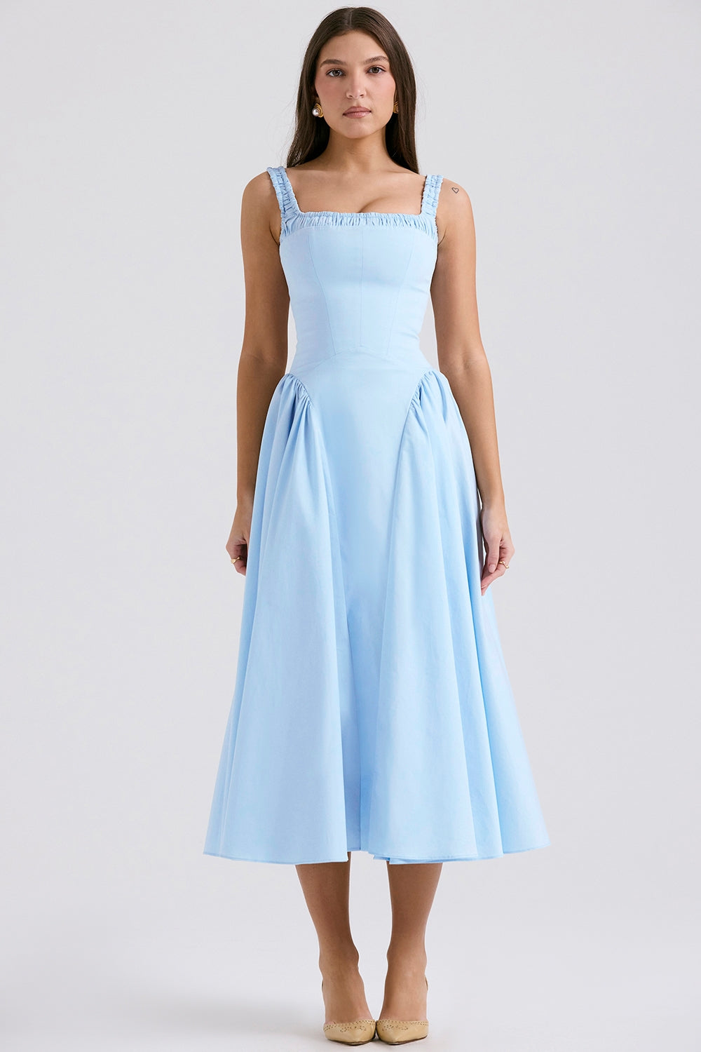Dorothy-Italian Azure Cotton Midi Sundress