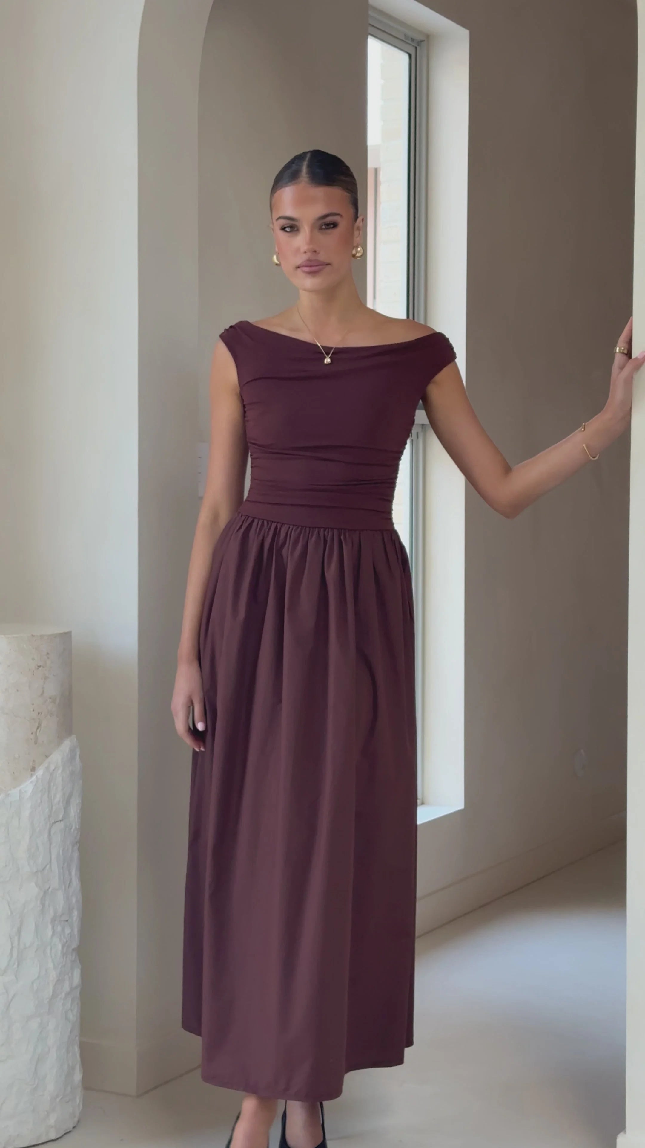Immy Midi Dress - Brown