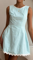 Aceline Mini Dress - Blue/White