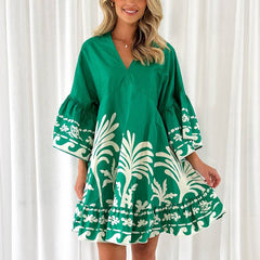 Tropical V-neck dress